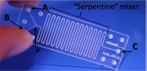 Figure 1: Microfluidic reactor for the synthesis of nanoparticles.