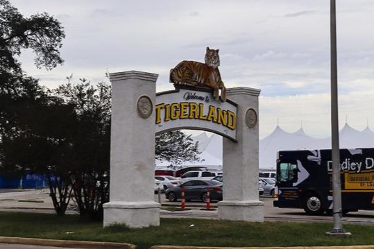 The Tigerland sign sits on Bob Pettit Blvd. on Thursday, Oct. 24, 2019.