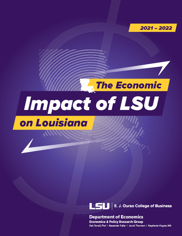 cover of the LSU Impact Report with the shape of Louisiana in the background