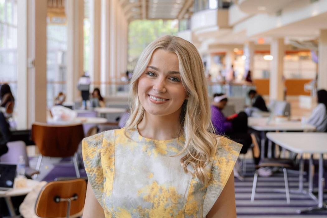 Anna Kathleen wears a decorative brocade blouse with golden thread