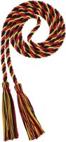 Honor cord that is black, red, and gold in color