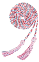 Honor cord in the colors of light pink and sky blue swirled