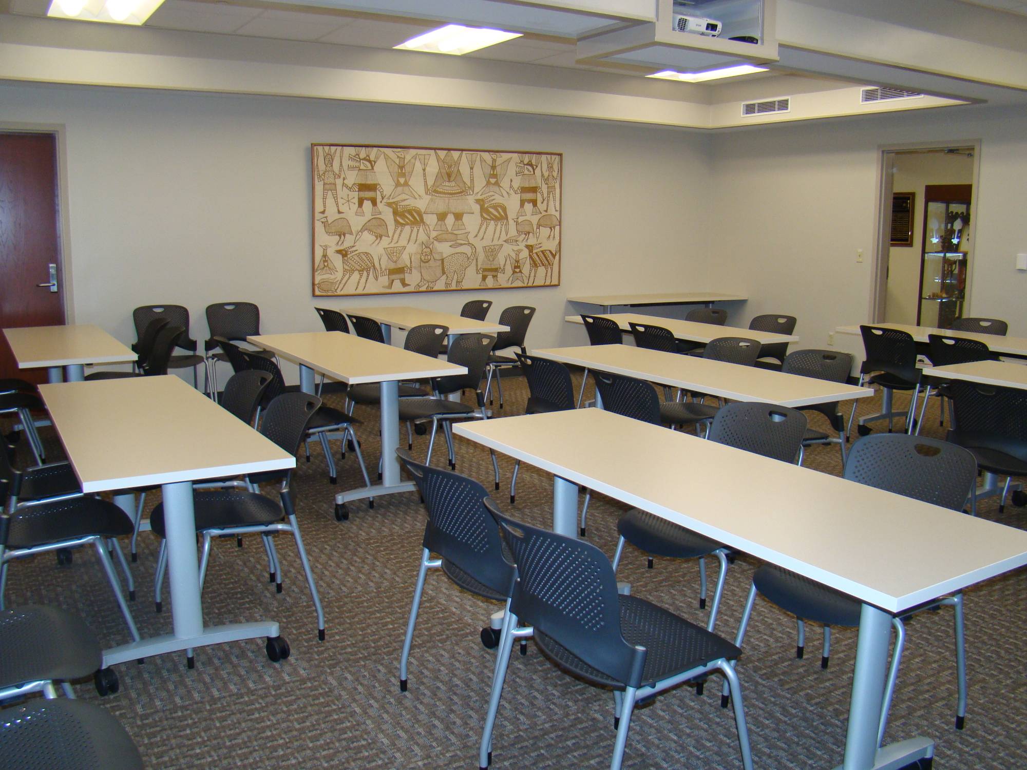 multipurpose room configured for breakout sessions