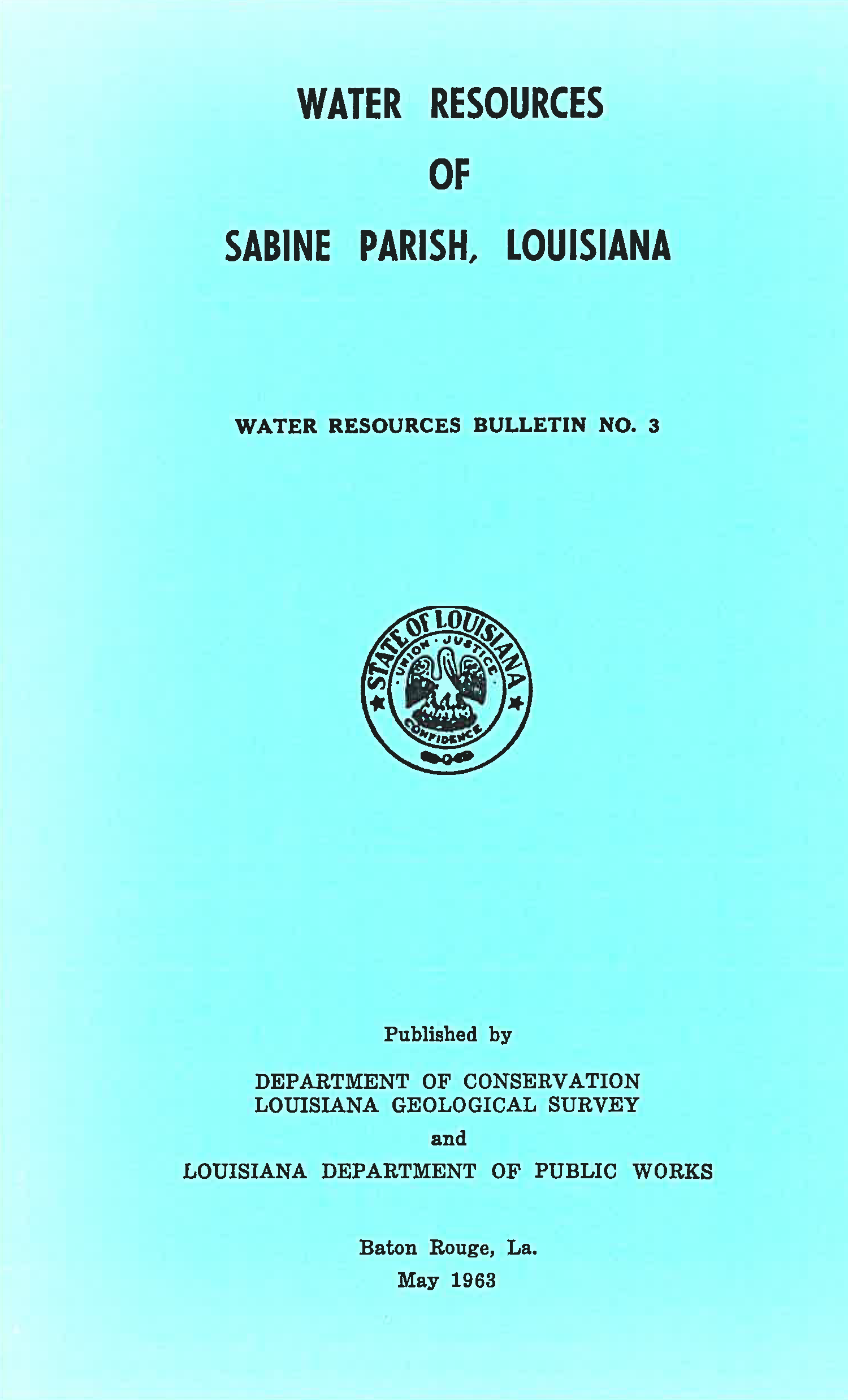 Water Resources of Sabine Parish, Louisiana. Water Resources of Sabine Parish, Louisiana.