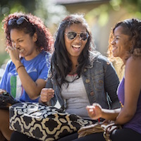 students hang out on campus