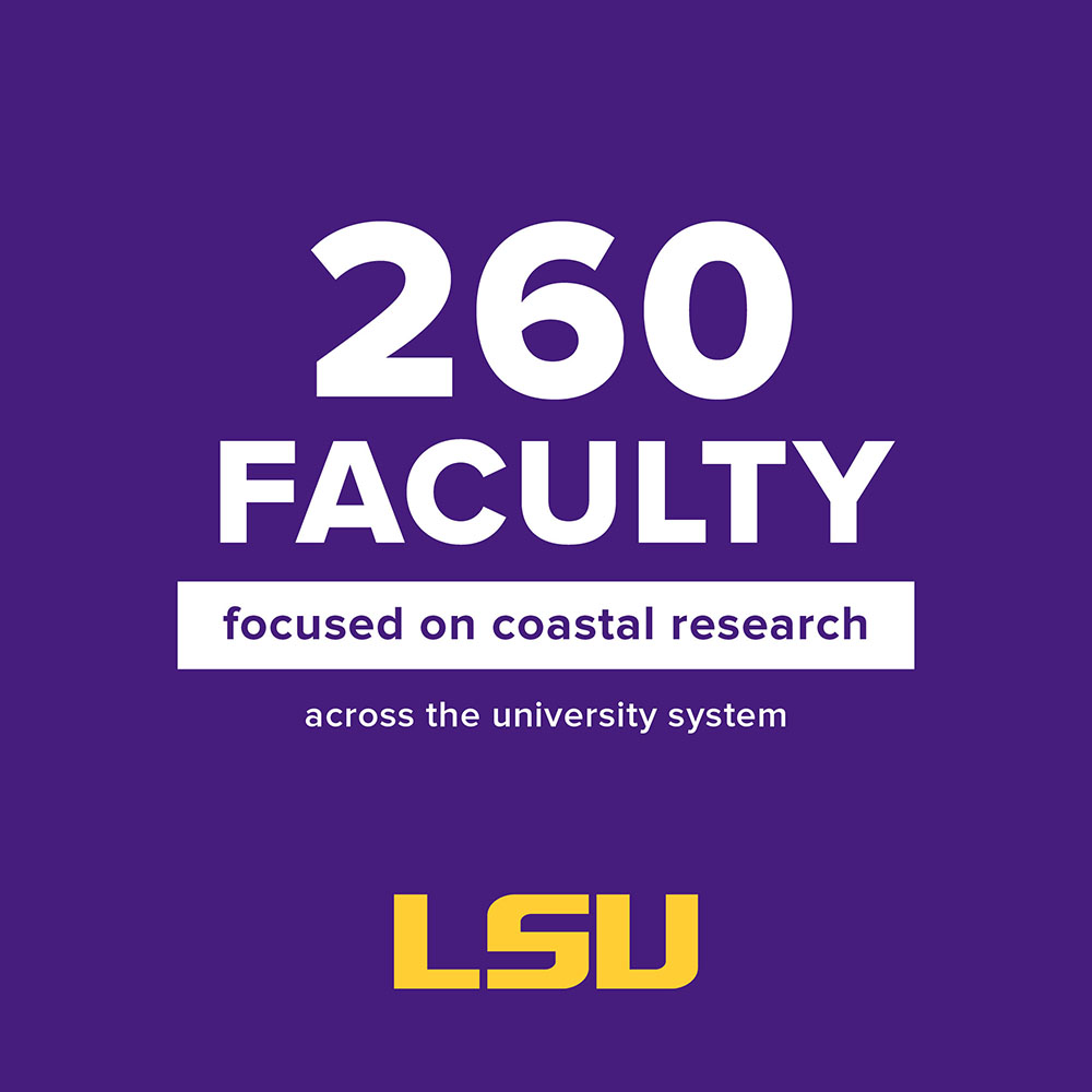 Graphic: 260 faculty focused on coastal resarch across the LSU university system