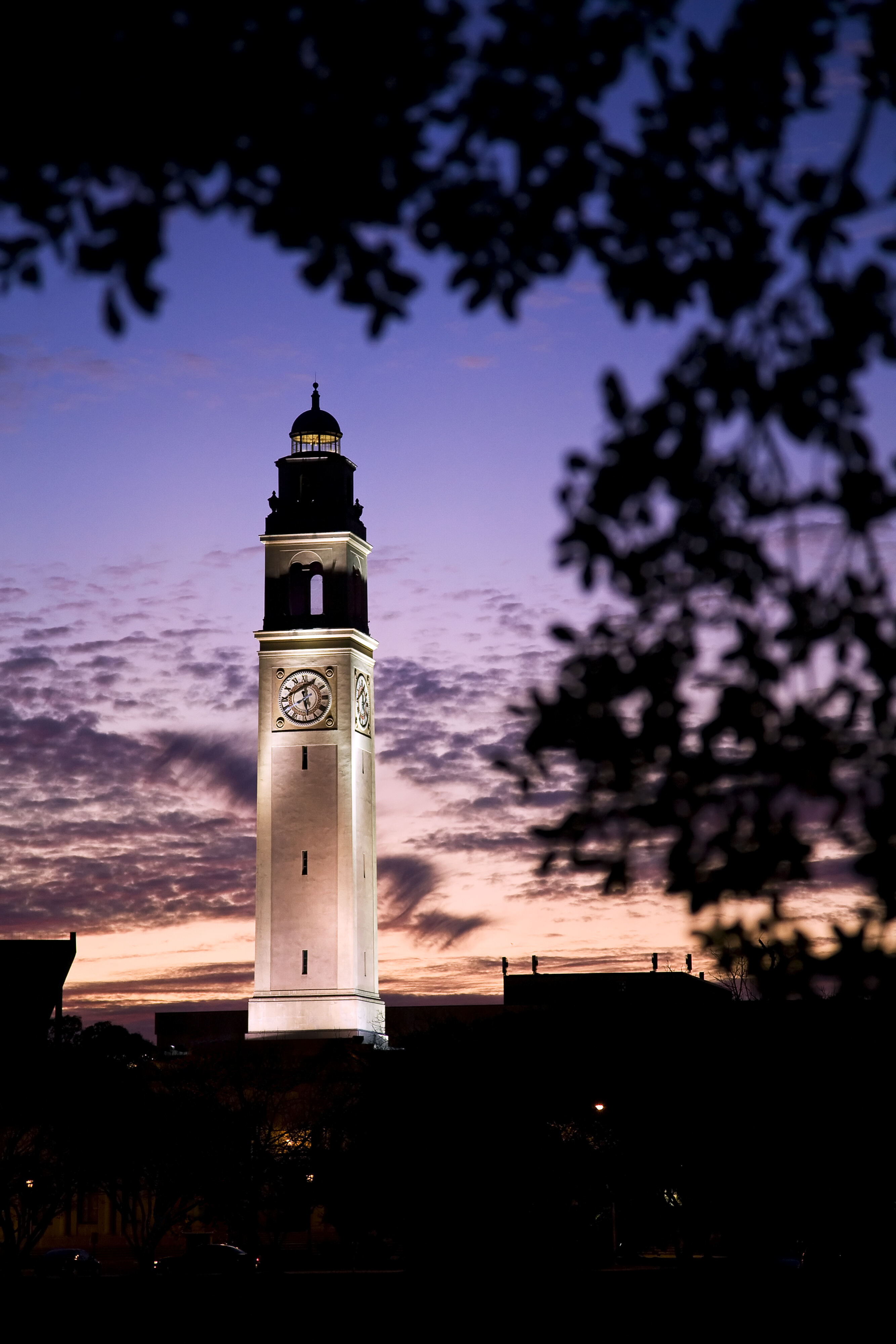 memorial tower at sunset