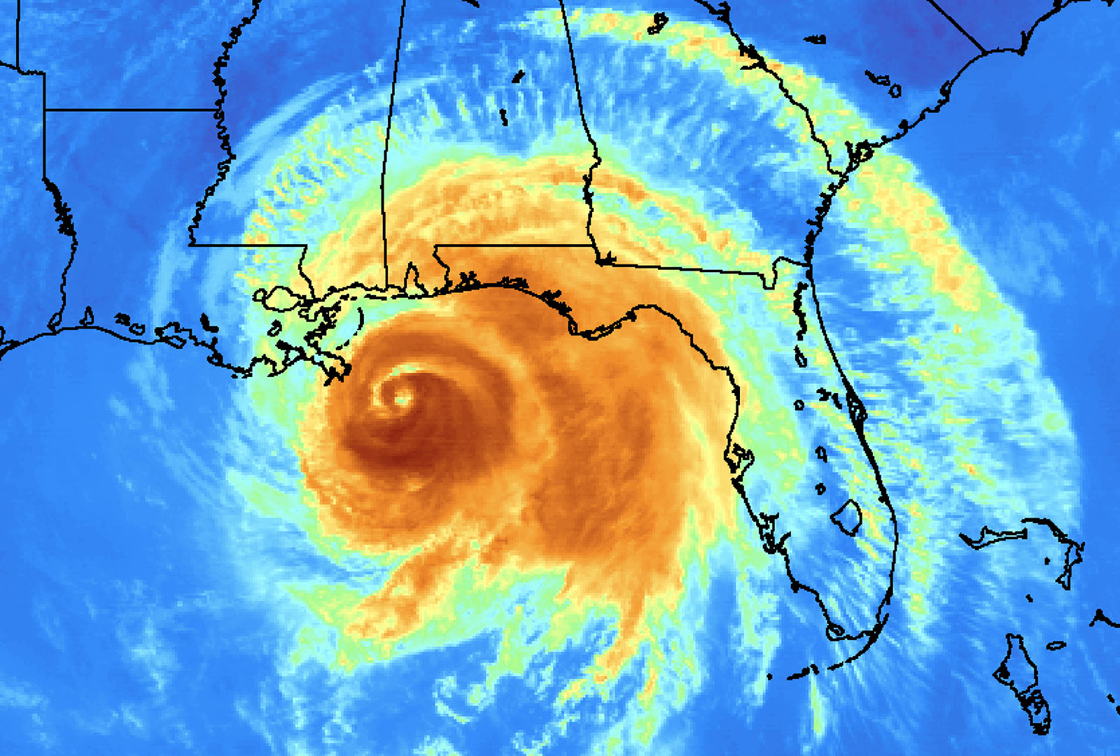 radar image of hurricane near Louisiana