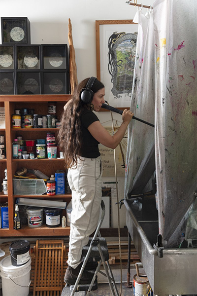 Frisbie-Calder in her studio